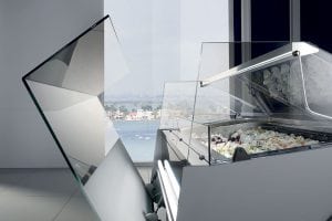 Gelato Display Case open