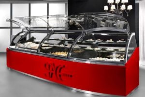 Space Gelato Display Case Red Open