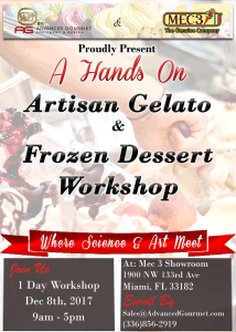 Artisan Gelato and Frozen Dessert Workshop With Mec3 Dec 2017