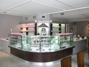 Display Cases - Back Bar Cabinetry Chocolate Pink Pastry Cafe
