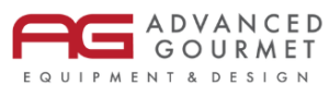 Logo for Advanced Gourmet Equipment & Design. Features stylized red “AG” initials on the left, with the company name in gray capital letters to the right and “Equipment & Design” in smaller gray font below.