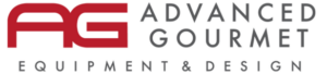 Logo for Advanced Gourmet Equipment & Design featuring large red initials AG on the left, with the company name in uppercase gray letters to the right and Equipment & Design in smaller text below.